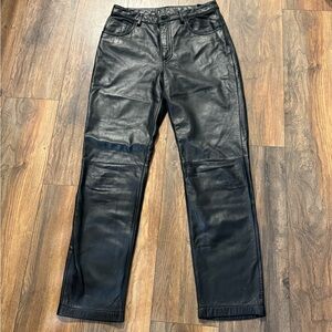 Express Women's Black Leather Jeans- size 9/10